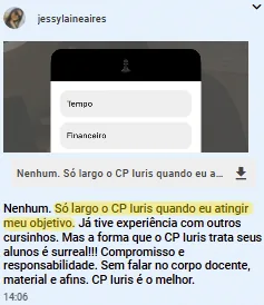 Depoimento da aluna Jessylaine