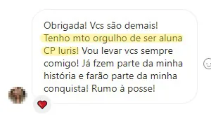 Tenho muito orgulho de ser aluna CP Iuris