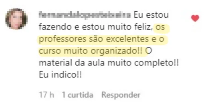 Depoimento sobre os professores e a organização do curso